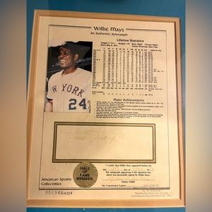 Authentic Willie Mays Autographed Hall of Fame Photo.